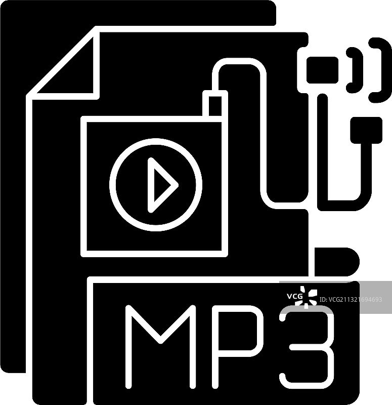 MP3音频文件黑色图标图片素材