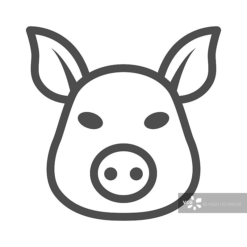 猪头线条图标农场动物概念图片素材