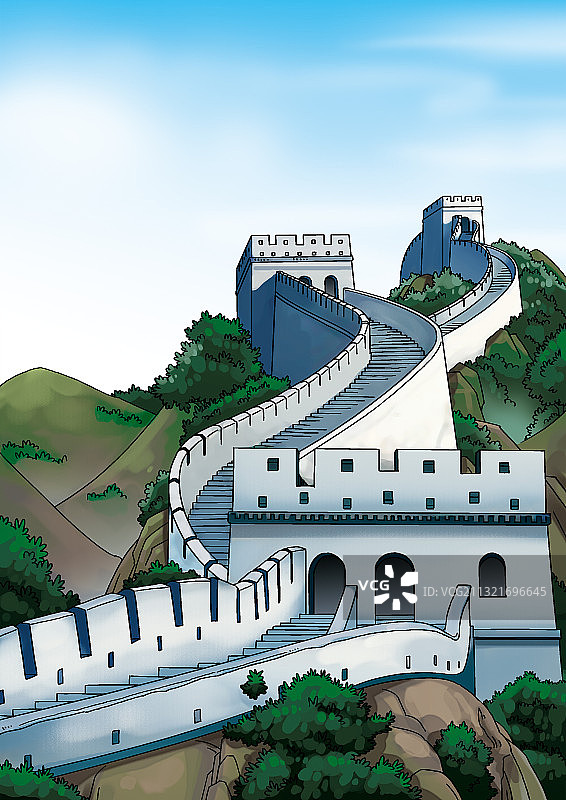 插画：长城图片素材