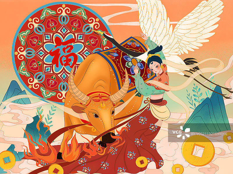 敦煌牛年图片素材