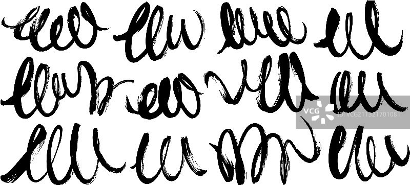 黑色干笔笔触手绘套装图片素材