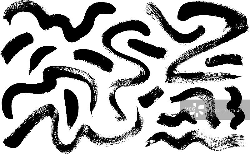 黑色干笔笔触手绘套装图片素材