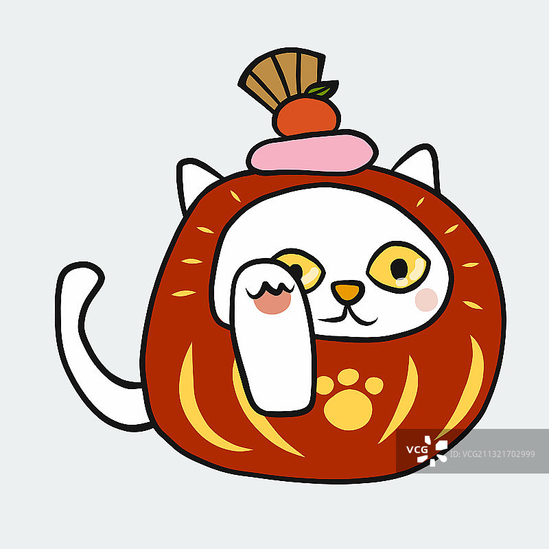 达摩与招财猫日本幸运符图片素材