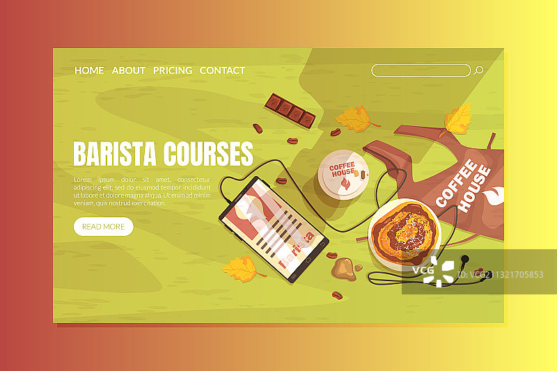 咖啡师课程引导页模板图片素材