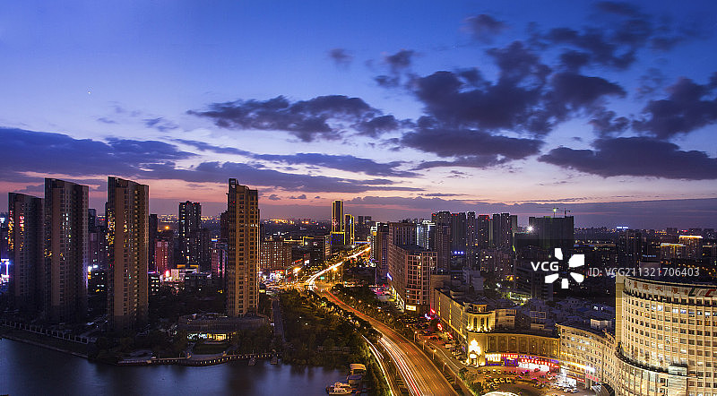 苏州昆山前进路日落图片素材