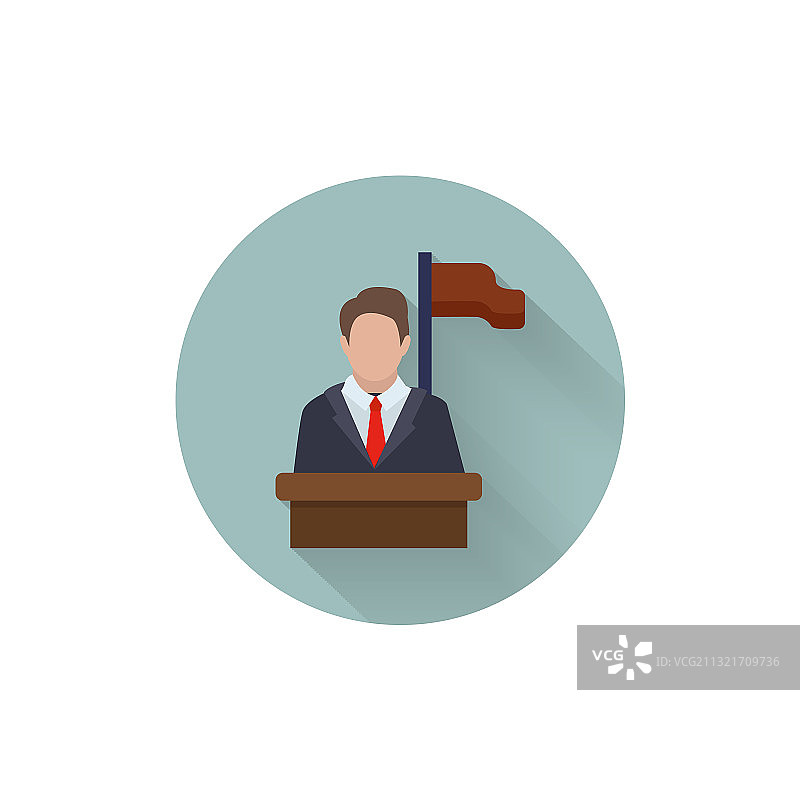 演说家在讲台上演讲的扬声器图标图片素材