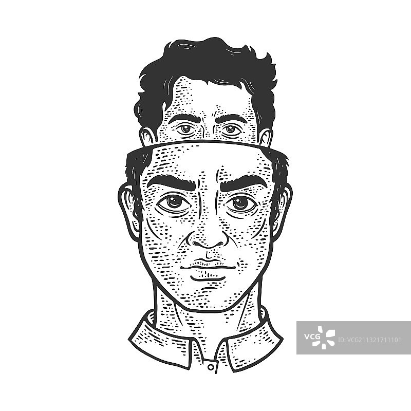 人格分裂隐喻速写图片素材