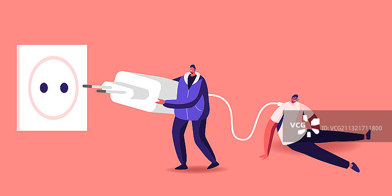 微型人物将大插头插入插座图片素材