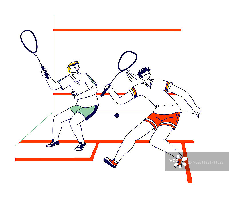 打壁球的男性运动角色图片素材