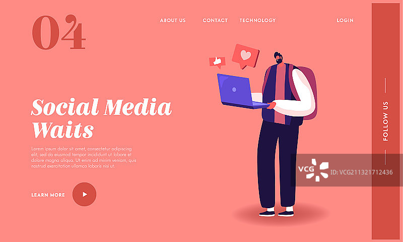 互联网社区登录页面模板：年轻人图片素材