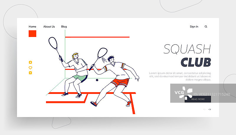 情侣运动爱好者玩壁球着陆页图片素材