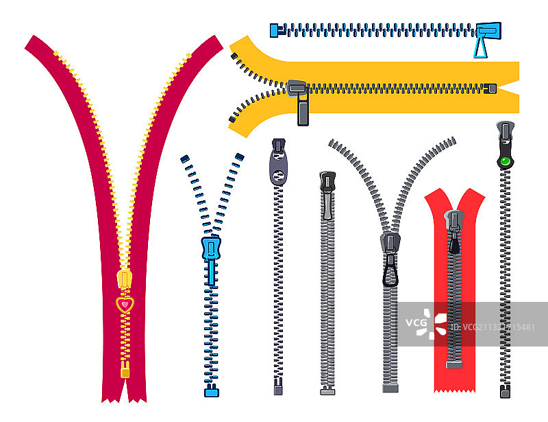 闭合和打开的金属拉链素材图片素材