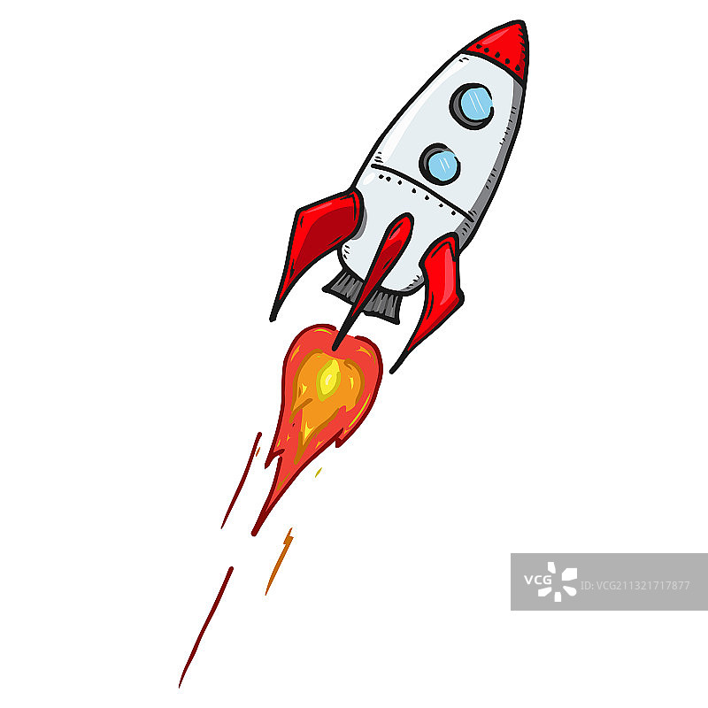 红色火箭图标手绘图片素材