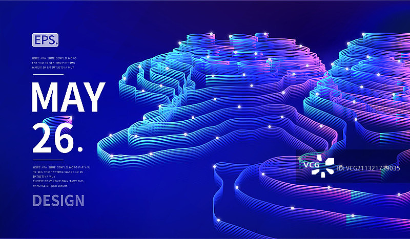 矢量三维抽象梯田山体科技概念类海报图片素材