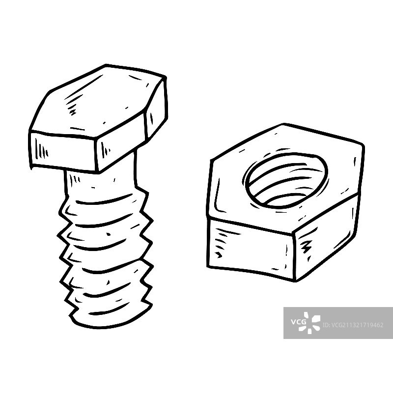 手绘螺栓工具图标图片素材