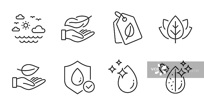 防水叶子和脏水图标集图片素材