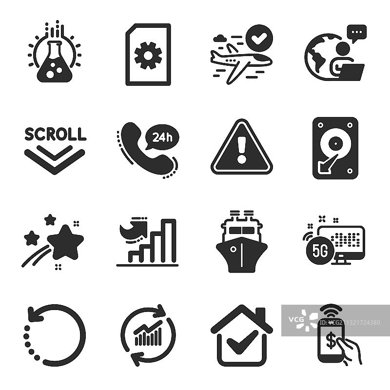 包含数据更新等元素的商务图标合集图片素材