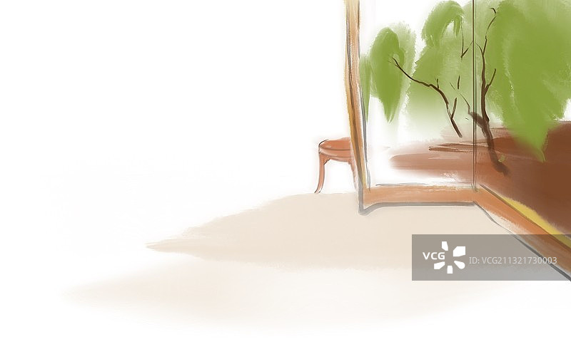 水墨中国画背景壁室内古典家具屏风凳子图片素材