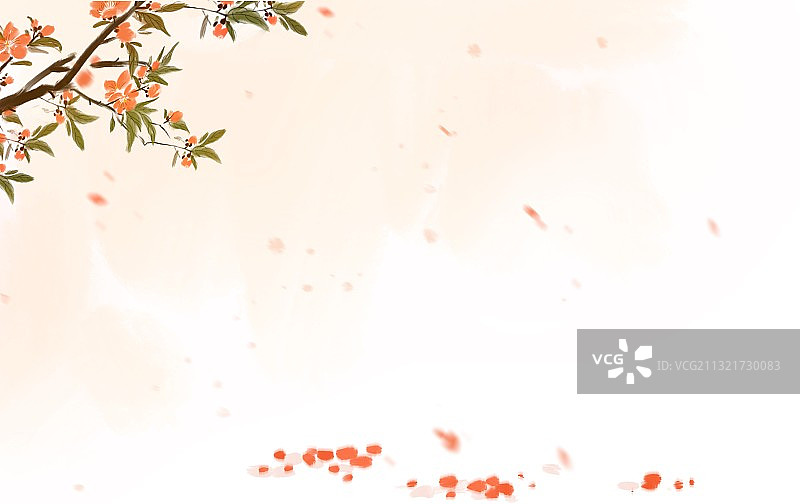 水墨中国画背景壁纸春天杏花开了图片素材