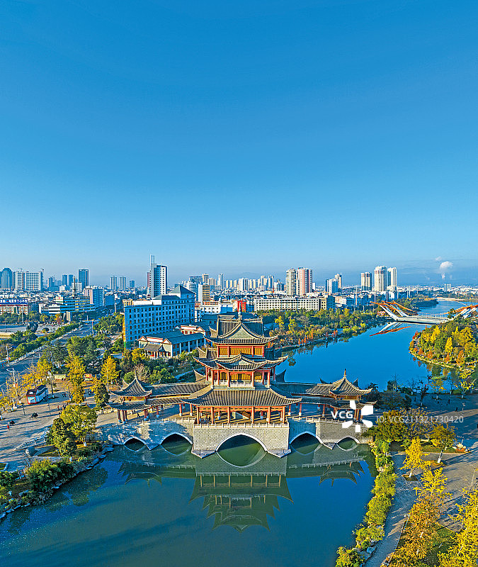 云南省玉溪市红塔区玉溪大河兰溪桥图片素材