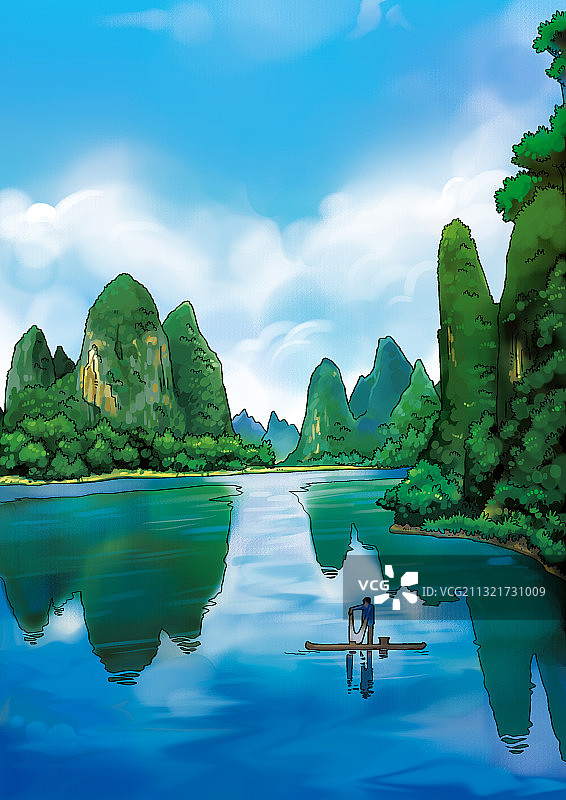 插画：桂林山水图片素材