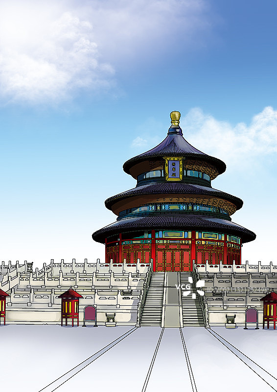 插画：天坛图片素材