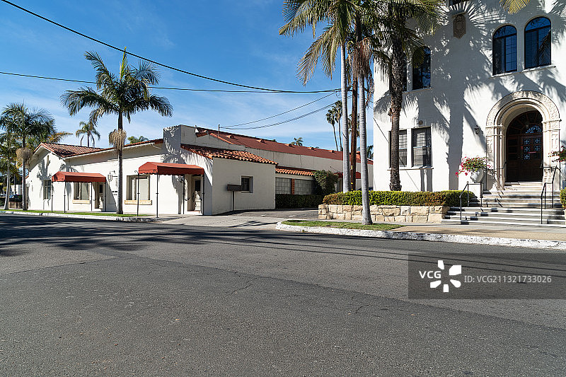美国小镇和空旷的街道图片素材