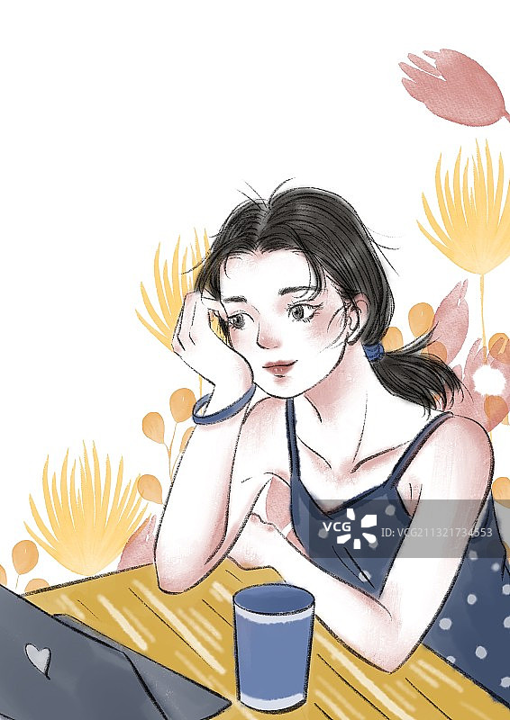 女孩插画图片素材