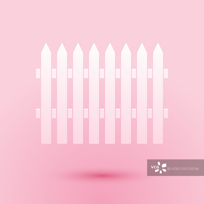 粉色背景上的剪纸木栅栏图标图片素材