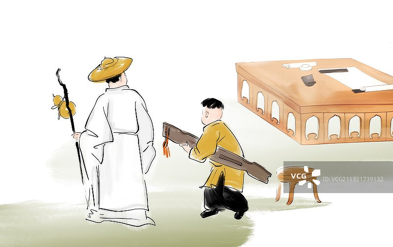 古代文人书房室内设计场景古琴图片素材