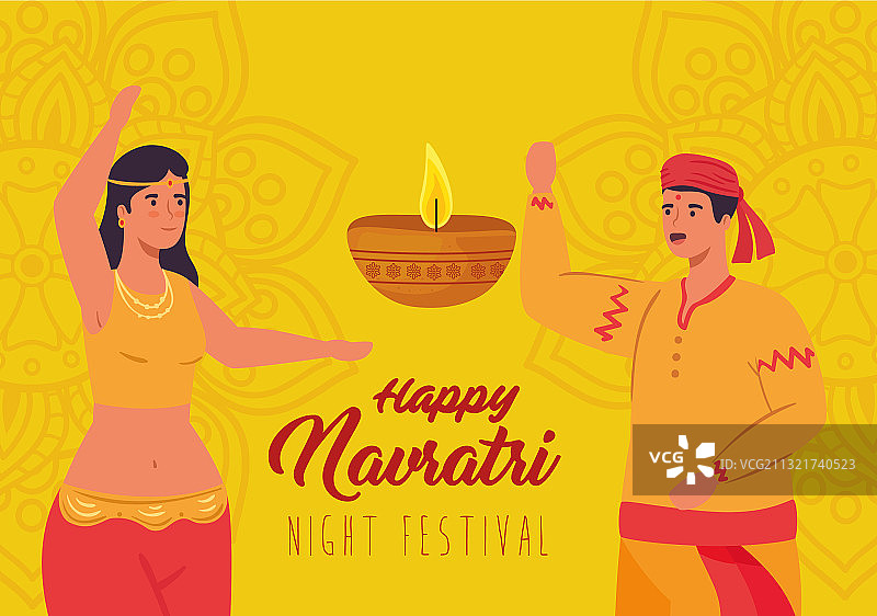 Navratri节情侣庆祝海报图片素材