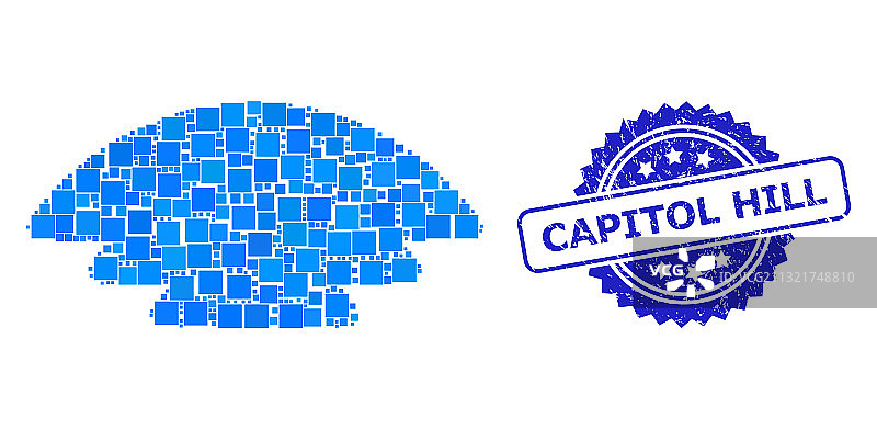 国会山印章和方形点拼贴纹理图片素材