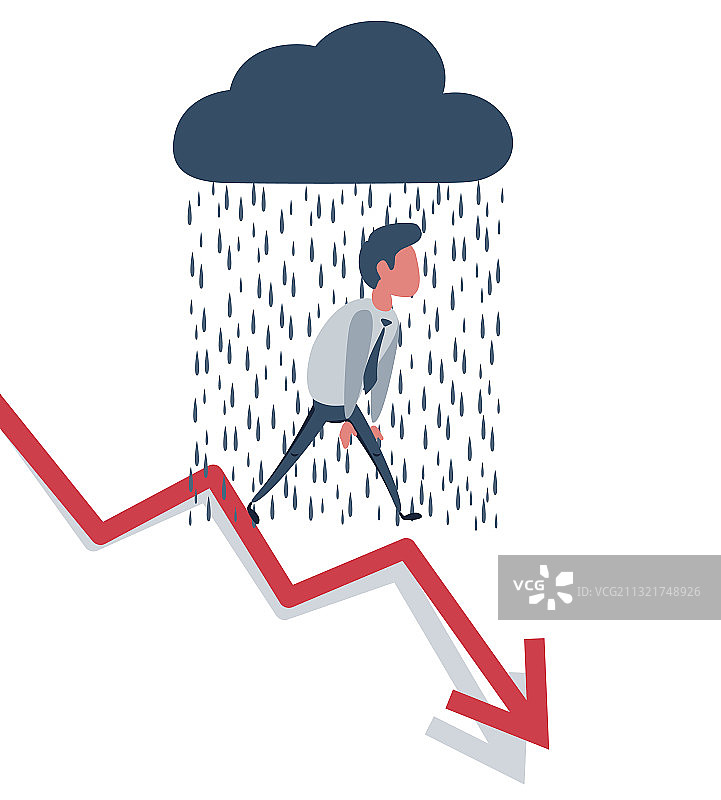 在下降图表上的商人图片素材