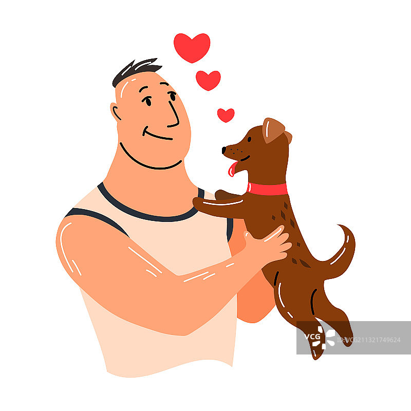 人物与宠物狗主人图片素材