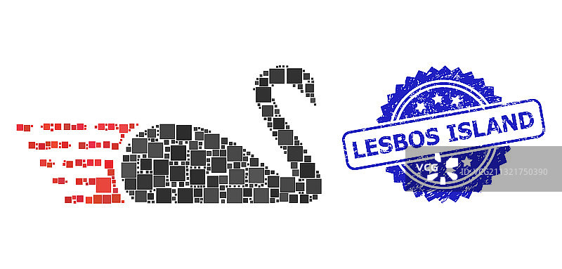 莱斯博斯岛橡胶印章和方形点拼贴图片素材