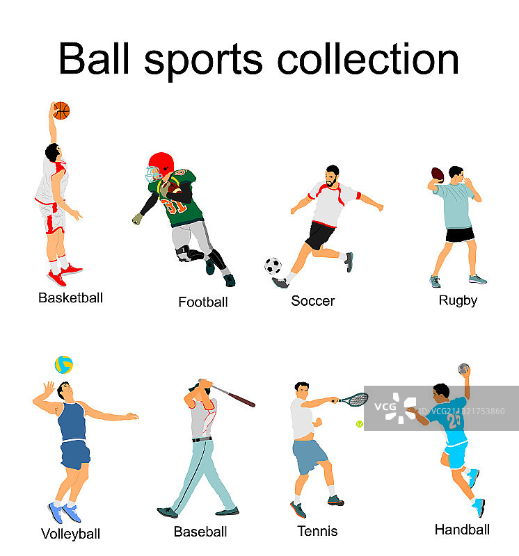 不同运动项目的球员与球图片素材