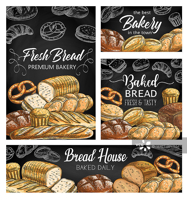 新鲜面包烘焙素描banner图片素材