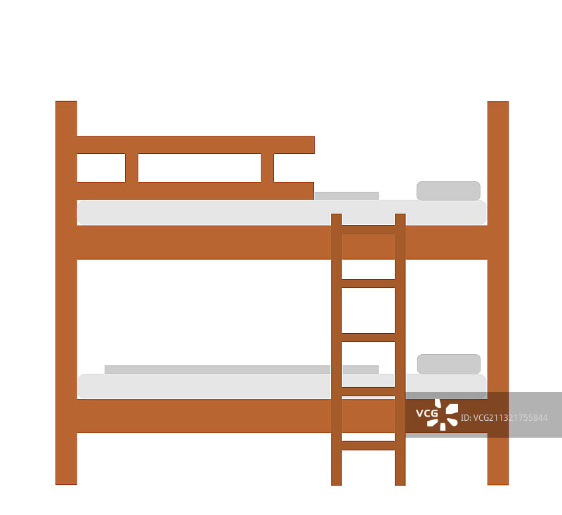 白色背景上的双层床图片素材