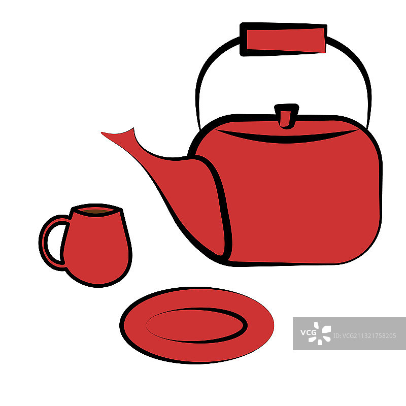 红色茶具套装图片素材
