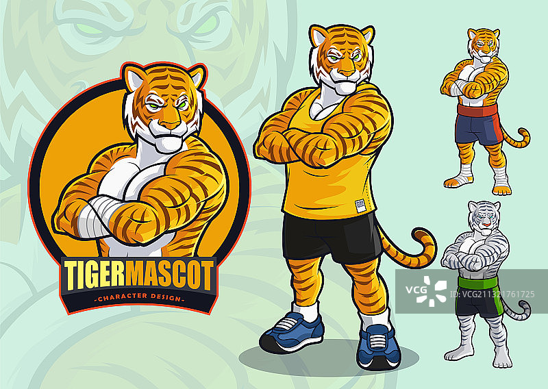斑点和武术标志老虎吉祥物图片素材