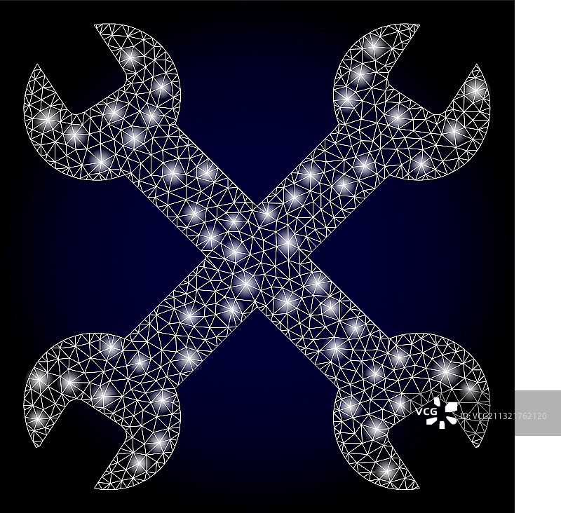 带眩光的明亮多边形网状扳手图片素材