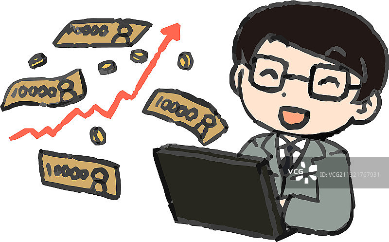 赚了很多钱的上班族图片素材
