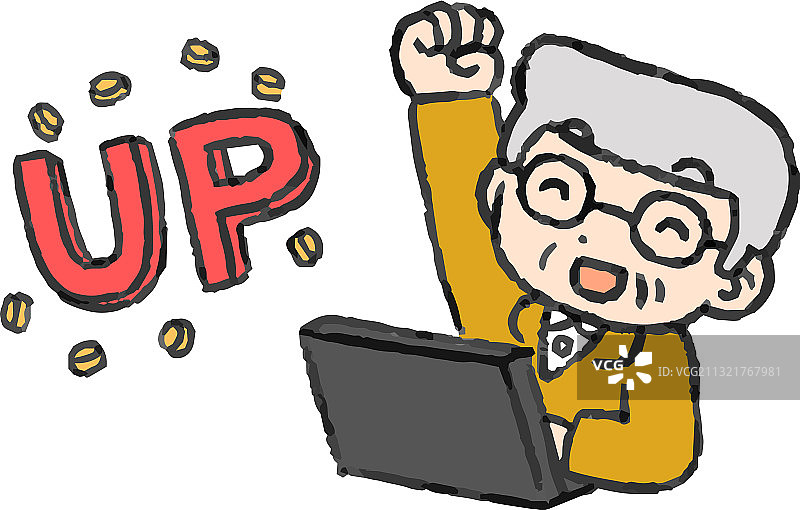 老人通过投资赚了很多钱图片素材