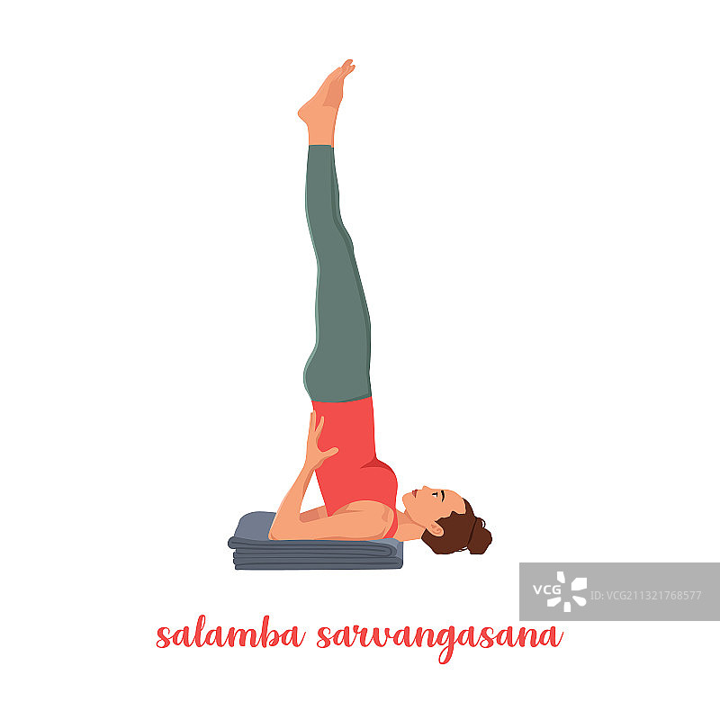 做肩倒立的瑜伽女人图片素材