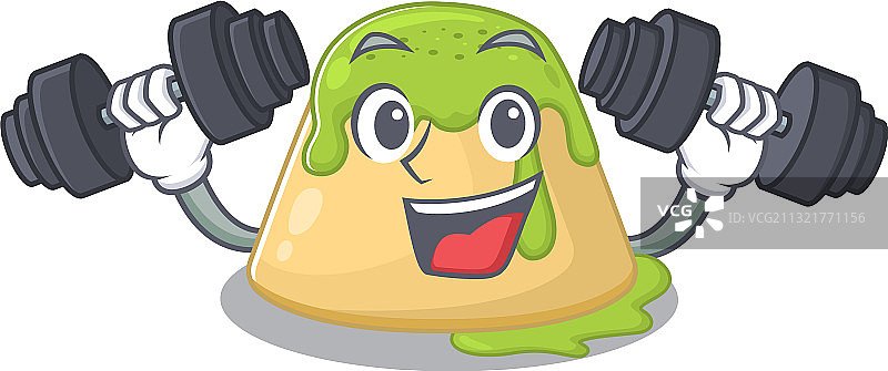 微笑的健身运动布丁抹茶卡通图片素材