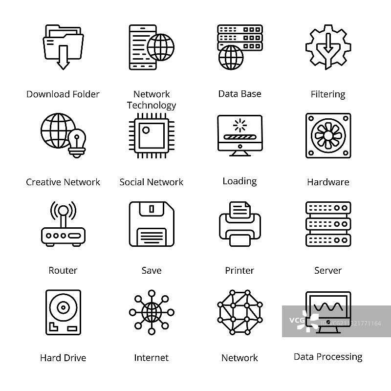 网络和主机轮廓图标图片素材