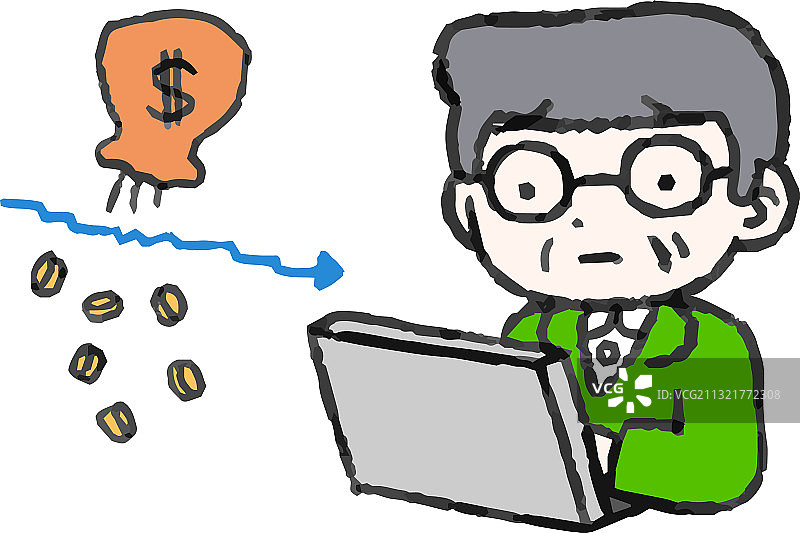 投资亏损的年长白人男子图片素材