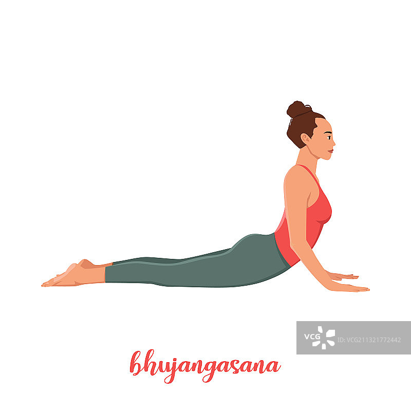 练习眼镜蛇式的瑜伽女人图片素材