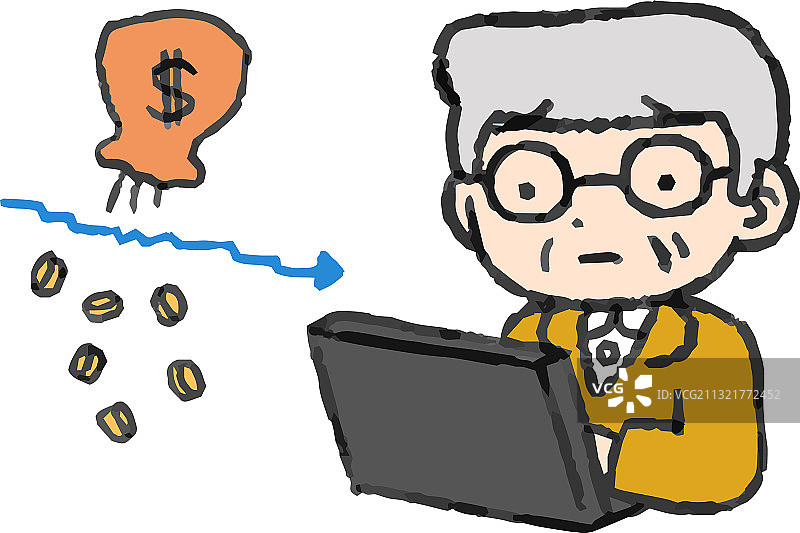 老人投资亏损图片素材