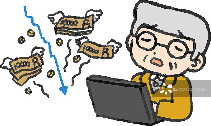 老人投资亏损图片素材